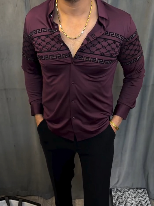 Men's Greek Key Initial Dress Shirt