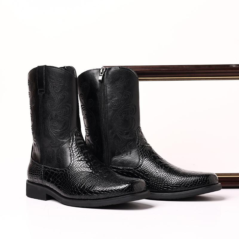 Men's Vintage Zipper Western Cowboy Boots