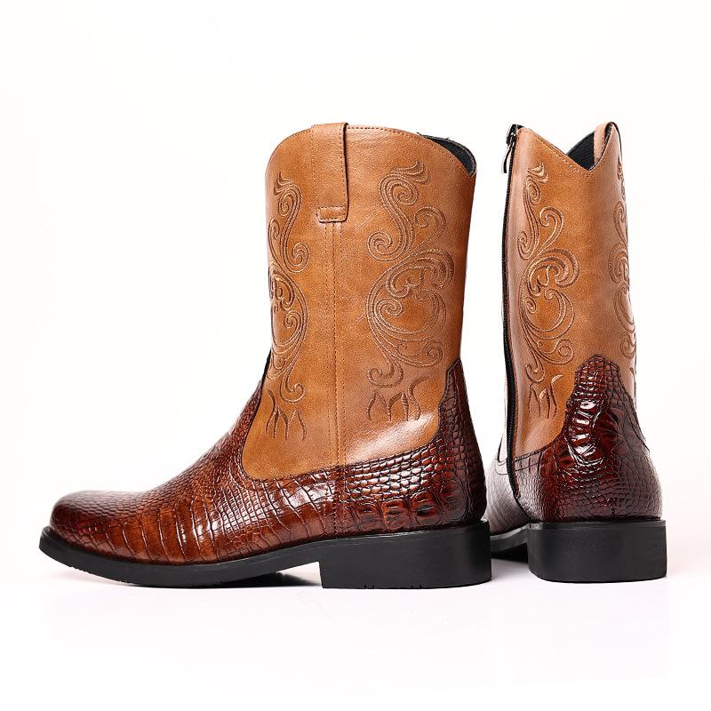 Men's Vintage Zipper Western Cowboy Boots