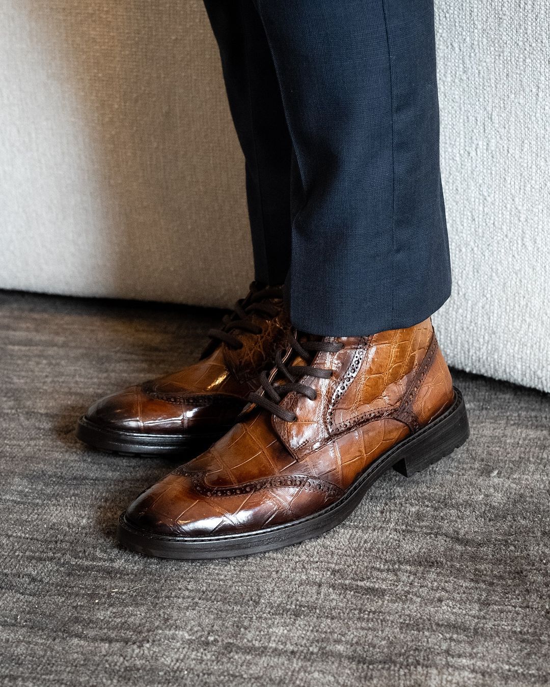 Brown Croco Leather Boots