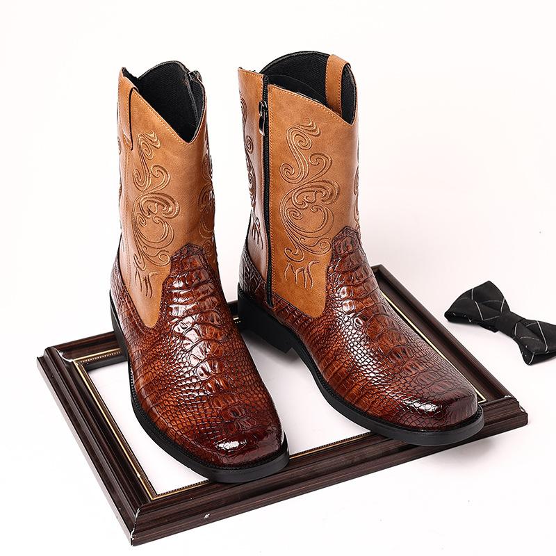 Men's Vintage Zipper Western Cowboy Boots