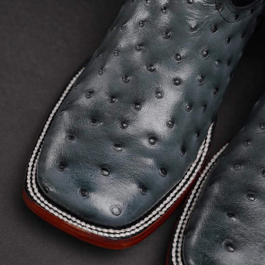 (⏰New Arrivals Promotion $20 OFF)Gray Ostrich Square Toe Boots