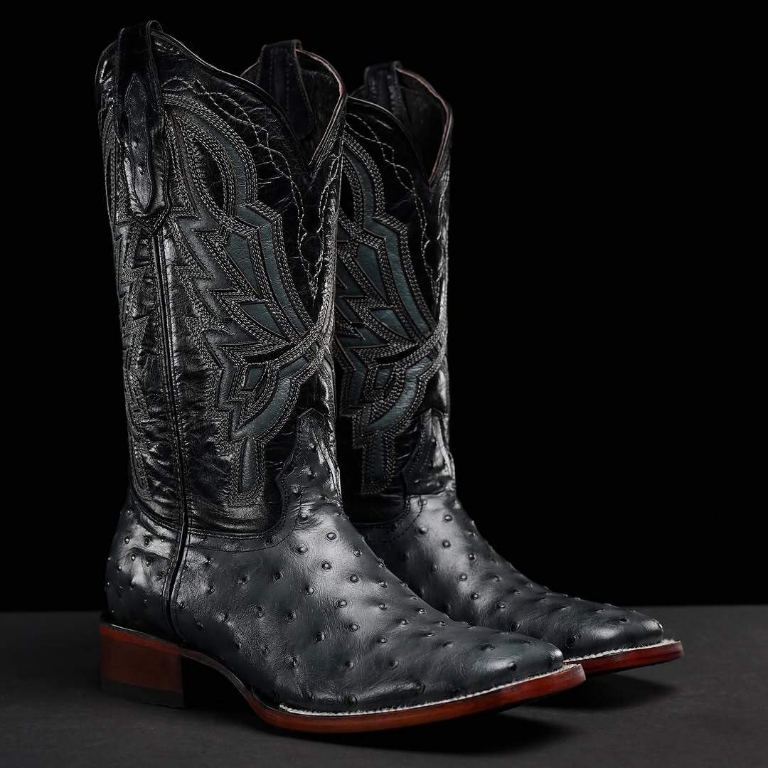 (⏰New Arrivals Promotion $20 OFF)Gray Ostrich Square Toe Boots