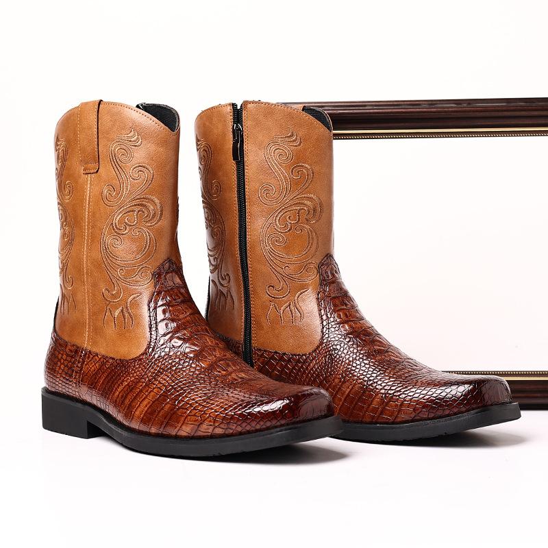 Men's Vintage Zipper Western Cowboy Boots