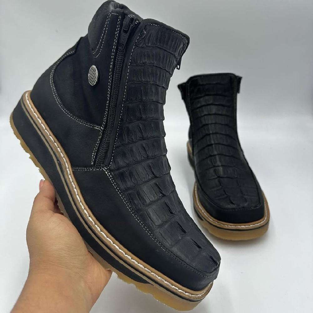 Men's Square Toe Leather Ankle Boots