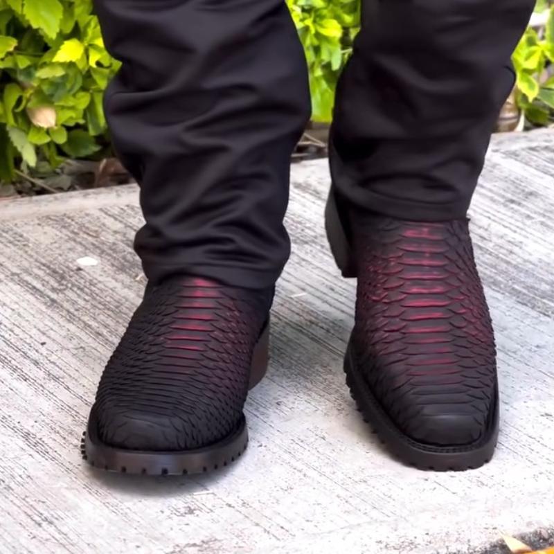 Men's Leather Patchwork Cowboy Boots