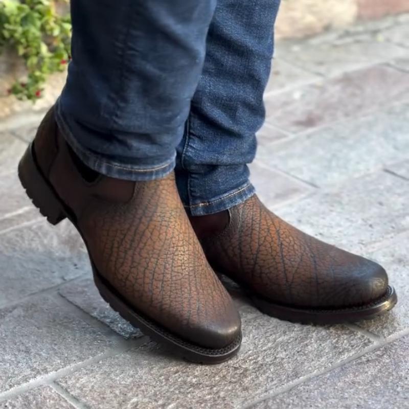 New Men's Leather Stretch Western Boots