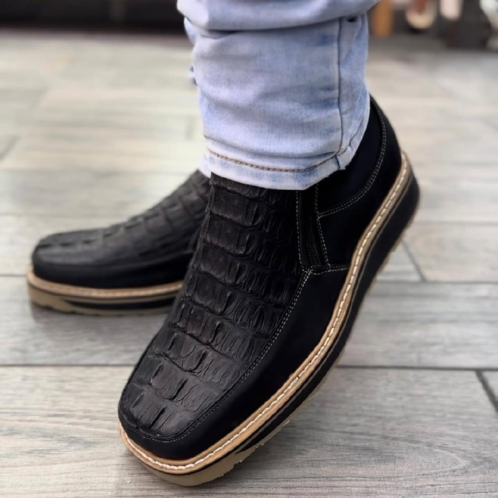 Men's Square Toe Leather Ankle Boots
