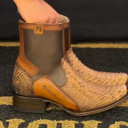 Men's Python Leather Ankle Boots