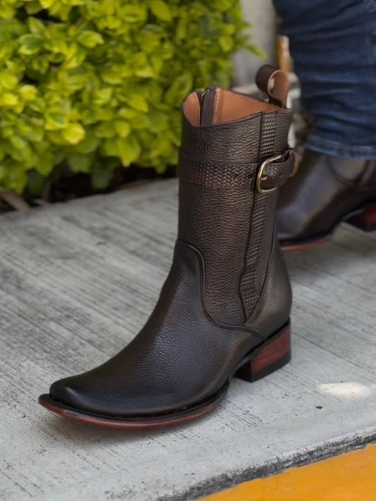 Men's Coffee Narrow Square Toe Cowboy Boots