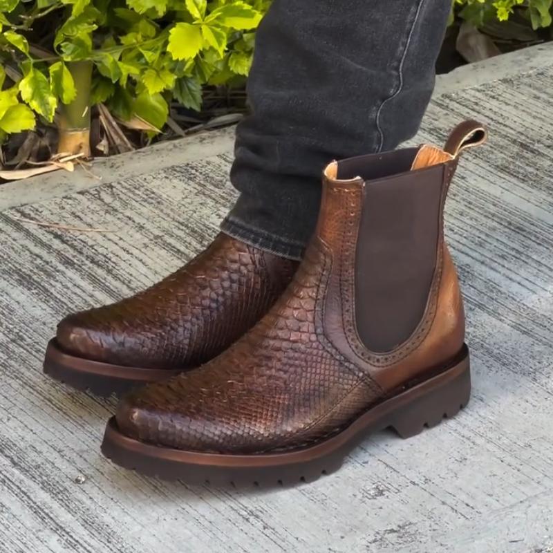 Men's Croco Elastic Ankle Boots