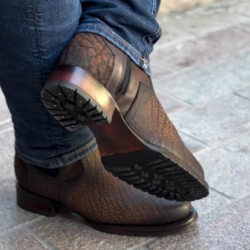 New Men's Leather Stretch Western Boots