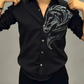 Men's Silver Rhinestone Horse Black Shirt