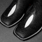 Square Toe Black Stingray Leather Boots