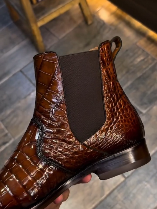 Men's Handmade Crocodile Chelsea Boots