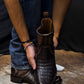Men's Lettering Crocodile Leather Boots