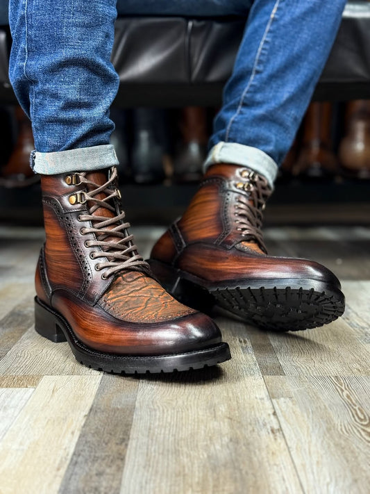 Men's Leather Lace-up Ankle Boots