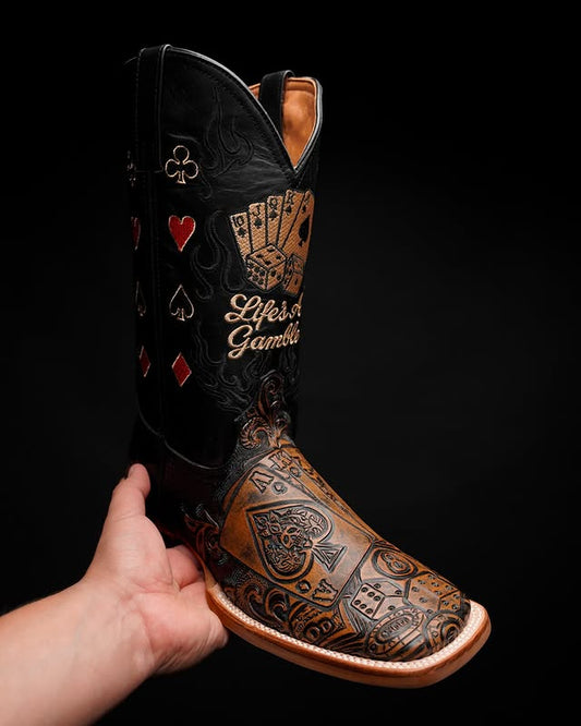 Handmade 3D Embroidered Western Cowboy Boots