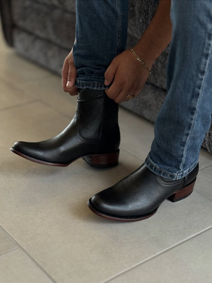 Black Classic Leather Cowboy Boots