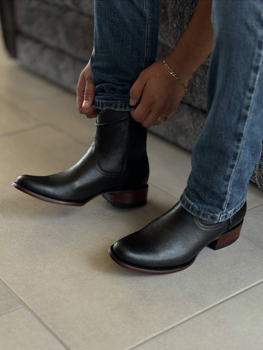 Black Classic Leather Cowboy Boots