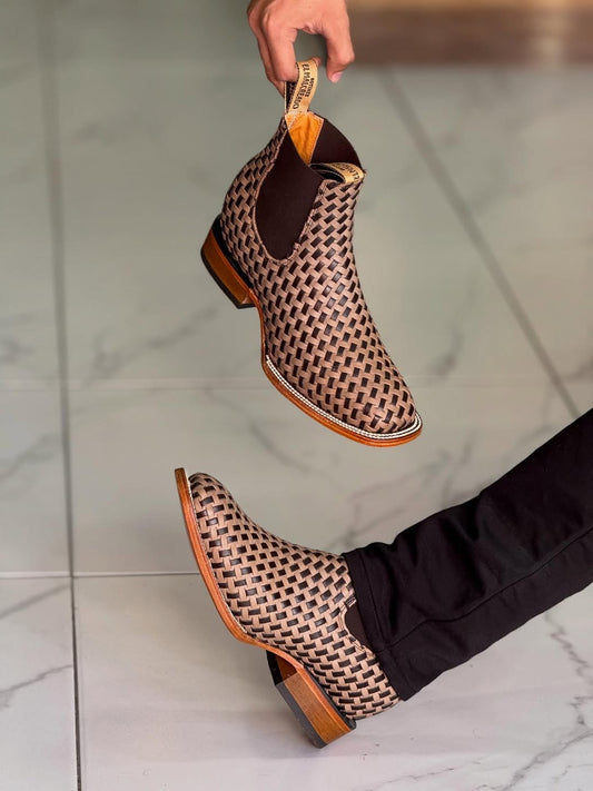 Men's Woven Square Toe Ankle Boots