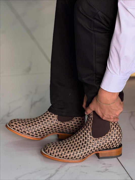 Men's Woven Square Toe Ankle Boots