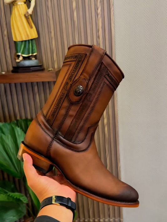 Men's Brown Pointed Toe Western Cowboy Boots