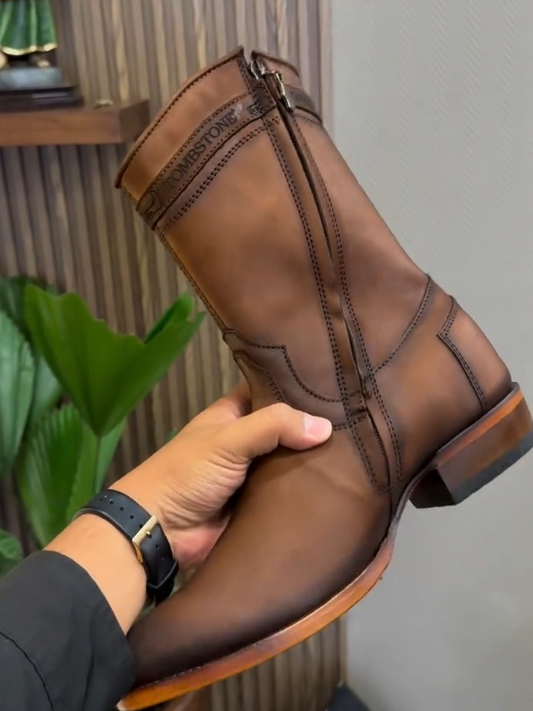 Men's Brown Pointed Toe Western Cowboy Boots