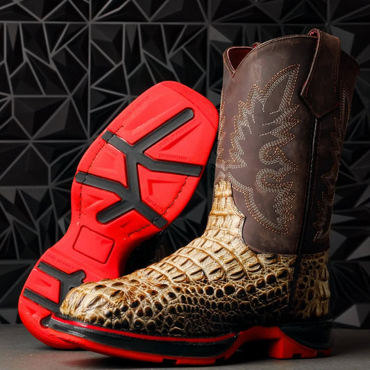 Desert Two-Tone Caiman Neck Boots