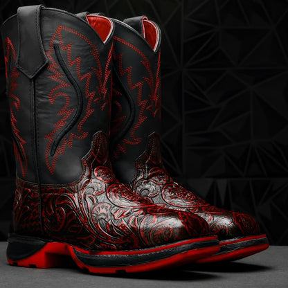 NEW Black Cherry Hand-Tooled Boots