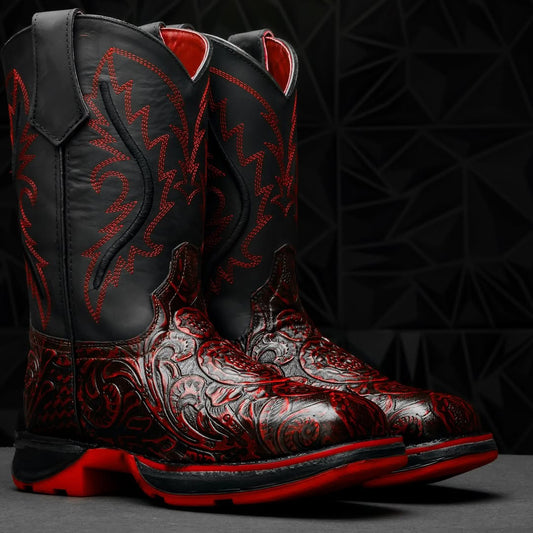 NEW Black Cherry Hand-Tooled Boots