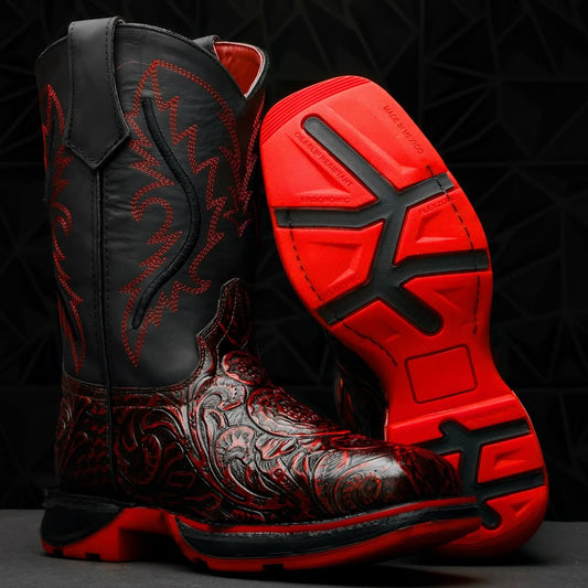 NEW Black Cherry Hand-Tooled Boots