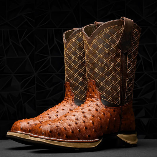 Men's Cognac Ostrich Boots