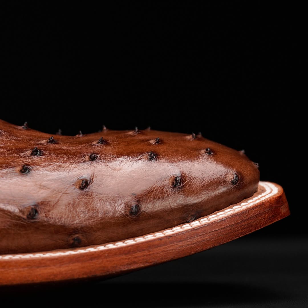 Men's Square Toe Ostrich Leather Cowboy Boots