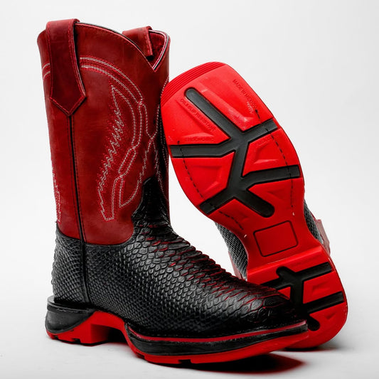 New Black/Red Python Boots