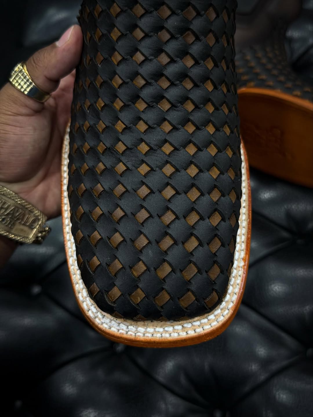 Men's Chocolate Woven Ankle Boots