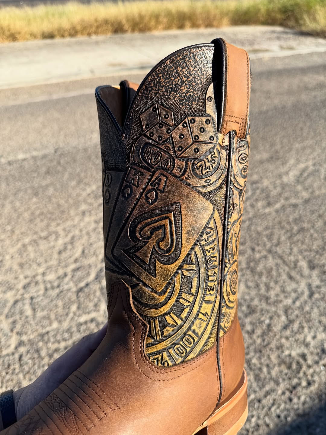 Brown Poker Western Cowboy Boots