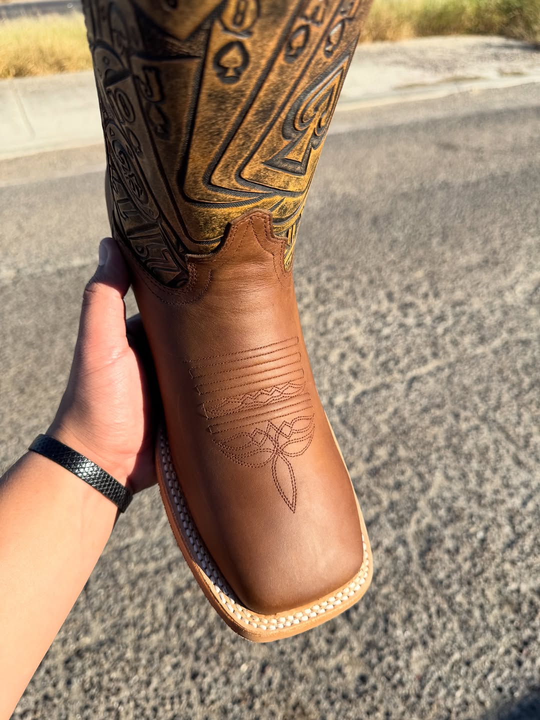Brown Poker Western Cowboy Boots