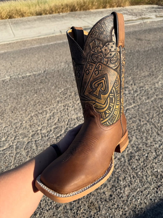 Brown Poker Western Cowboy Boots