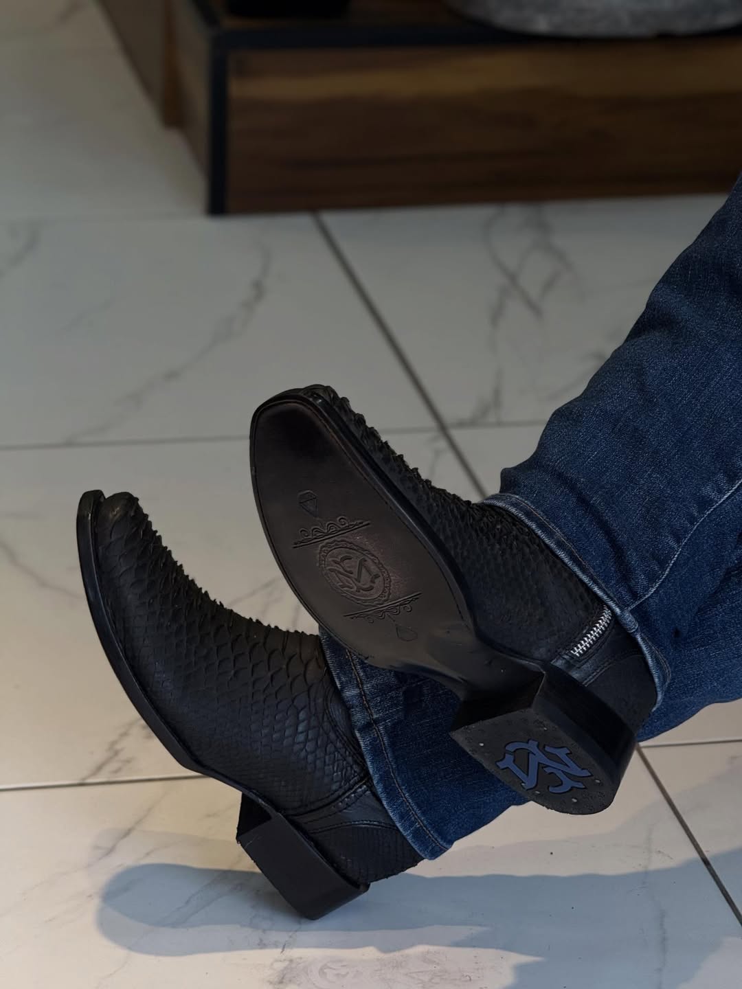 Original Black Python Cowboy Boots