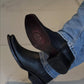 Narrow Square Toe Leather Zip-up Cowboy Boots