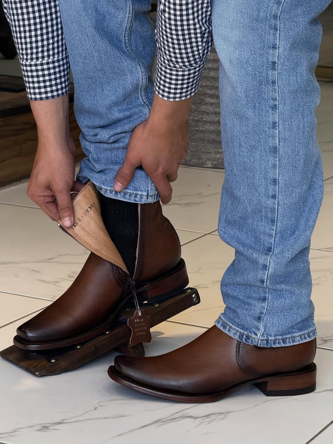 Brown Deerskin Ankle Boots