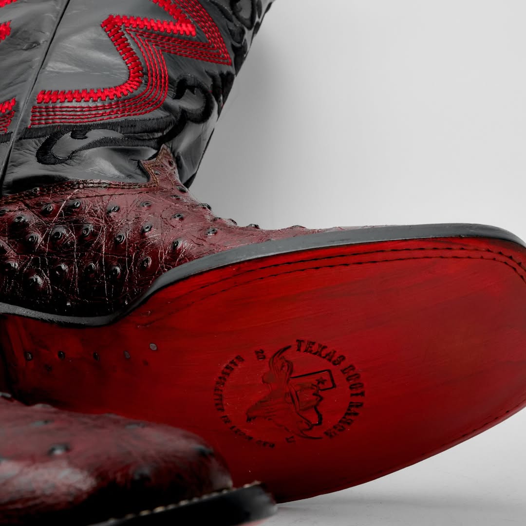 Black Cherry Ostrich Boots
