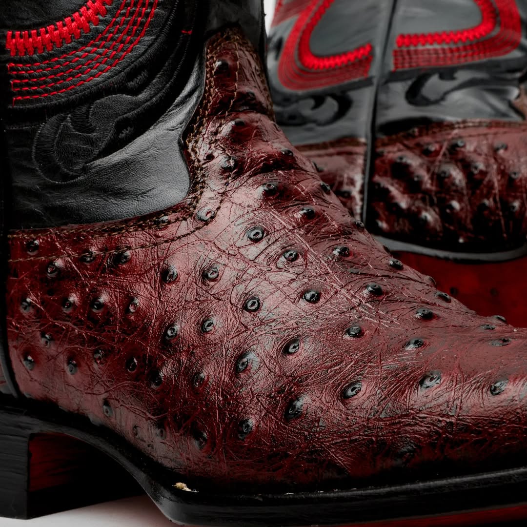 Black Cherry Ostrich Boots