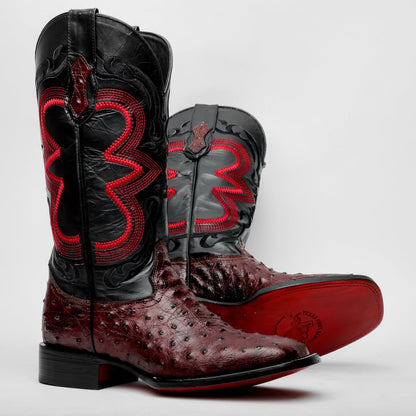 Black Cherry Ostrich Boots