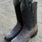 Men's Gray Oval-Toe Cowboy Boots