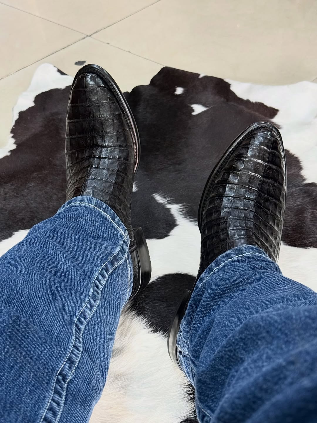 Men's Black Crocodile Cowboy Boots