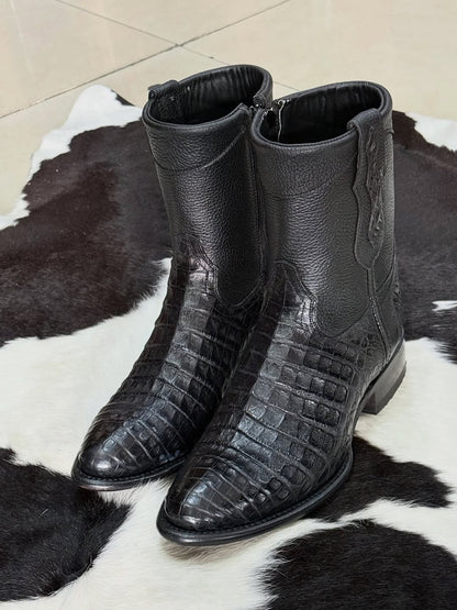 Men's Black Crocodile Cowboy Boots