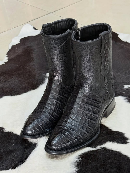 Men's Black Crocodile Cowboy Boots