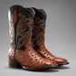 Men's Ostrich Leather Western Cowboy Square Toe Boots